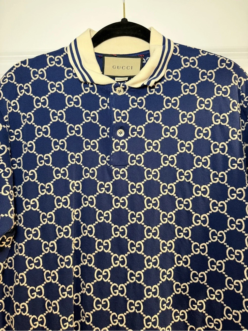 Gucci Navy & Cream GG Monogram Polo